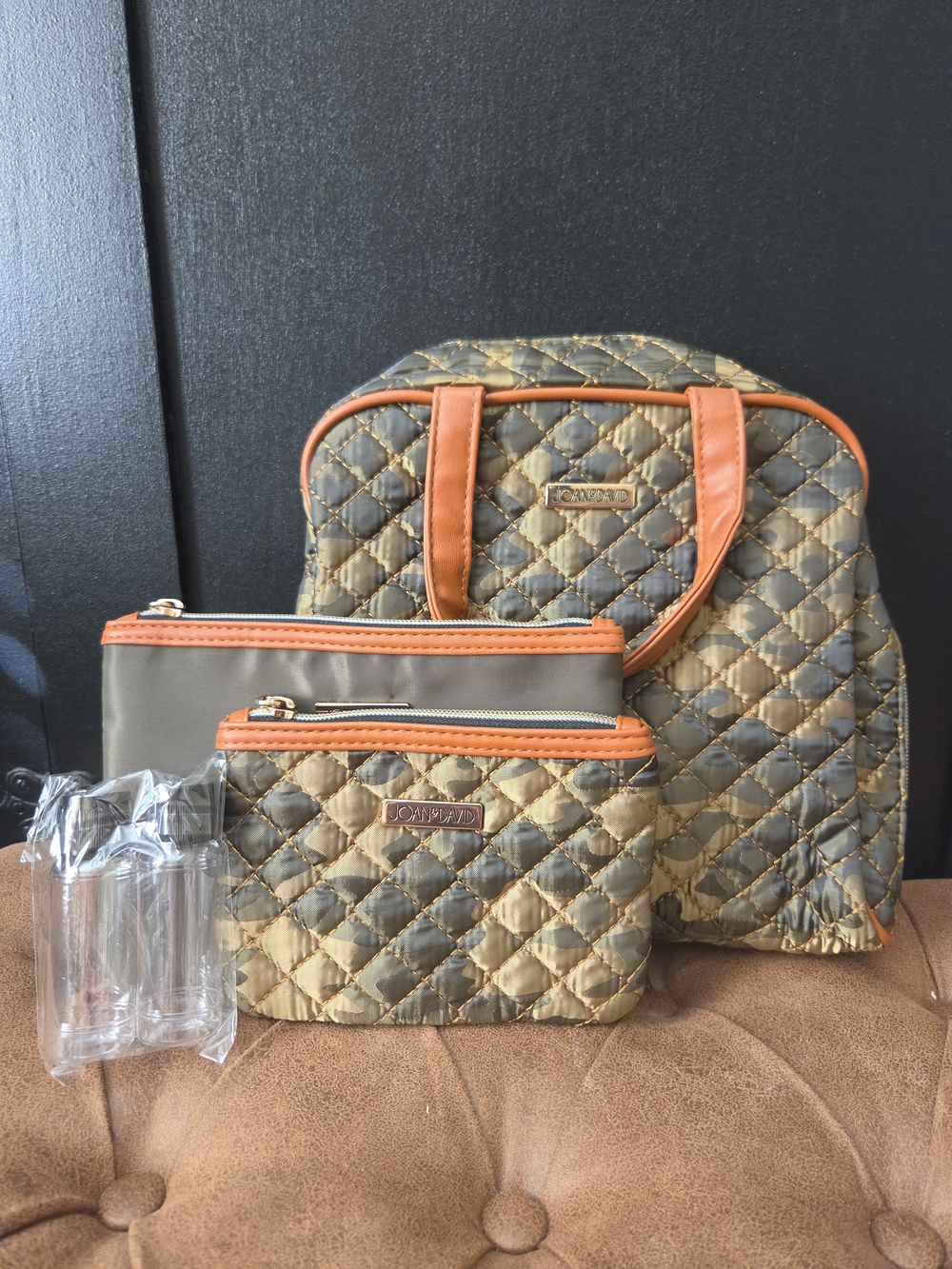 Joan & David Quilted Camo Travel Tote Set